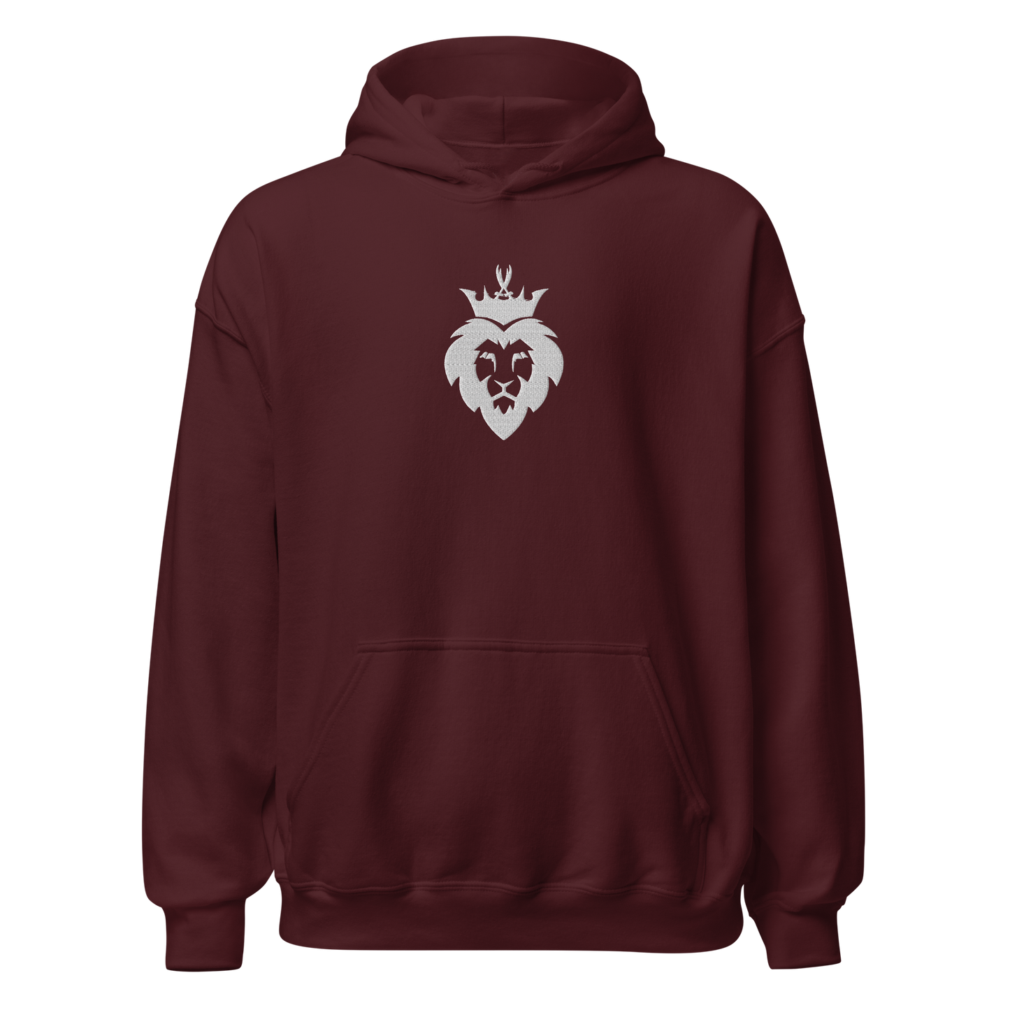 Sabr maroon hoodie with white lion embroidered