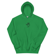 Load image into Gallery viewer, Green unisex hoodie featuring 'Love' embroidered in elegant Arabic calligraphy. Soft, comfortable, and stylish design perfect for everyday wear.