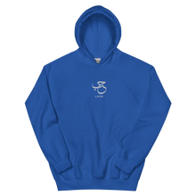 Load image into Gallery viewer, Royal blue unisex hoodie featuring 'Love' embroidered in elegant Arabic calligraphy. Soft, comfortable, and stylish design perfect for everyday wear.