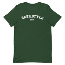 Load image into Gallery viewer, Sabr.Style 31:17 T-shirt in soft, lightweight cotton featuring a Quran 31:17 verse symbolizing patience, with 'Sabr.Style' subtly written on the design. Comfortable and stylish for both men and women.
