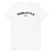 Load image into Gallery viewer, Sabr.Style 31:17 T-shirt in soft, lightweight cotton featuring a Quran 31:17 verse symbolizing patience, with 'Sabr.Style' subtly written on the design. Comfortable and stylish for both men and women.