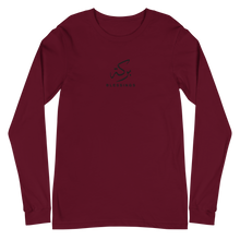 Load image into Gallery viewer, Maroon unisex long sleeve shirt featuring 'Blessings' embroidered in elegant Arabic calligraphy. Soft, comfortable, and stylish design perfect for everyday wear.