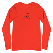Load image into Gallery viewer, Poppy unisex long sleeve shirt featuring 'Blessings' embroidered in elegant Arabic calligraphy. Soft, comfortable, and stylish design perfect for everyday wear.
