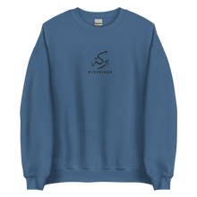 Load image into Gallery viewer, Indigo blue unisex sweater featuring ‘Blessings’ embroidered in elegant Arabic calligraphy. Soft, comfortable, and stylish design perfect for everyday wear.