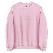 Load image into Gallery viewer, Pink unisex sweater featuring ‘Blessings’ embroidered in elegant Arabic calligraphy. Soft, comfortable, and stylish design perfect for everyday wear.