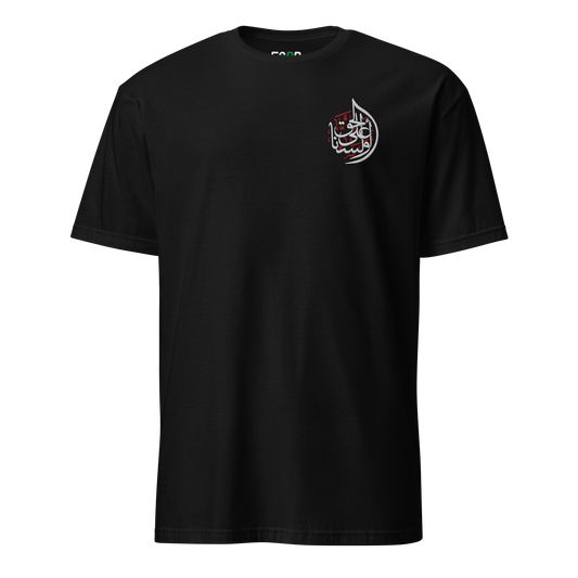 Sabr aren't we on the side of truth black t-shirt front view embroidered 