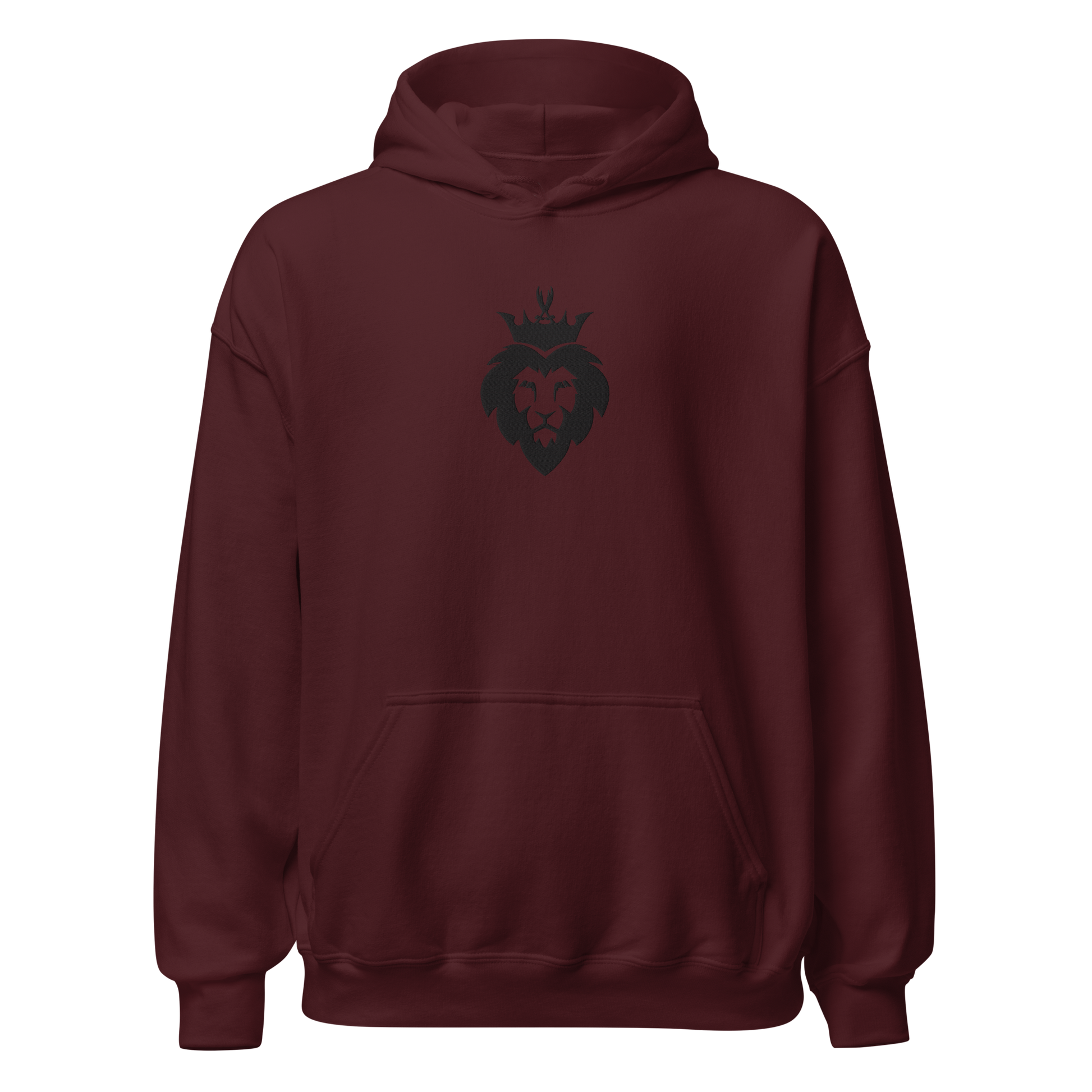 Sabr maroon hoodie with dark lion embroidered