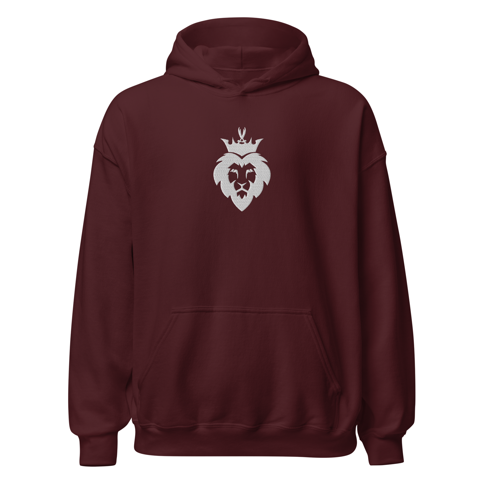 Sabr maroon hoodie with white lion embroidered