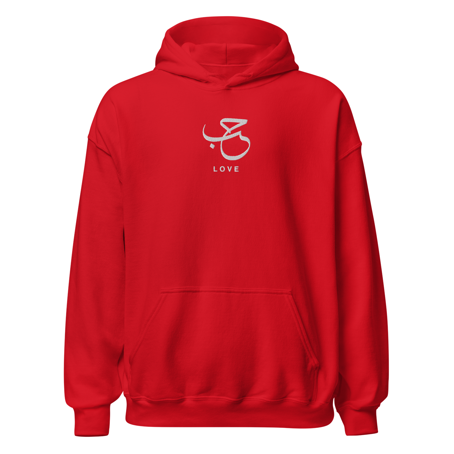 Sabr Love Arabic calligraphy light embroidery red hoodie