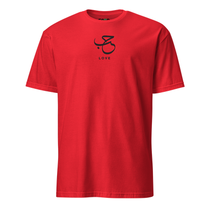 Sabr Love Arabic calligraphy dark embroidery red t-shirt