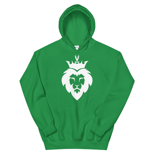 King Asad design; the lion with zulfiqar sword crown light design on a green hoodie