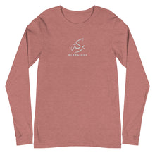 Load image into Gallery viewer, Mauve unisex long sleeve shirt featuring &#39;Blessings&#39; embroidered in elegant Arabic calligraphy. Soft, comfortable, and stylish design perfect for everyday wear.
